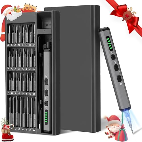 Yerbay Cacciavite Elettrico di precisione, set di Mini Cacciaviti Elettrici Magnetici 68 in 1,con 64 Punte Magnetiche S2,con luci LED a 5 Posizioni di Coppia,per iPhone, laptop, Occhiali e Orologi - Honorern