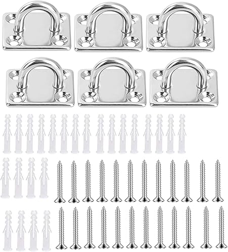 6 Pezzi Gancio per Soffitto in Acciaio Inossidabile, Chiusura a Vite per Occhielli Rotondi M5, Piastra con Occhielli per Appendere Piante in Vaso, luci, Sedie Sospese, con Viti e Tubo di Espansione - Honorern