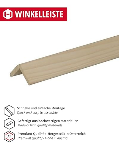 Gedotec - Listelli Angolari in Legno 100 cm | 10 Pezzi 22 x 22 mm | BASIC | Profilo Angolare Versatile per la Realizzazione di Vari Oggetti | Profilo di Protezione - Honorern