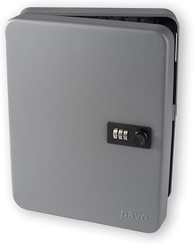 Armadietto per Chiavi, con 36 Gancetti, Grigio Scuro, con Serratura a Combinazione, Dimensioni: 8 x 24 x 30 cm, Portachiavi Incluso-Grigio Scuro, 36 clés - Honorern