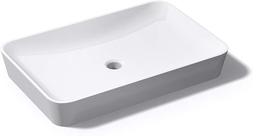 Mai & Mai Lavabo da Appoggio 60x40x9cm, Lavandino Bagno Colossum815 Lavabo da Marmo Fuso, Bianco Lucido - Honorern