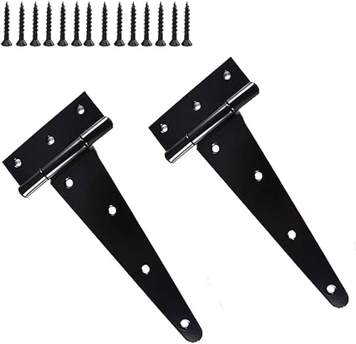 2 Pezzi 8' Cerniere a T Cerniere a T per Impieghi Gravosi Cerniere con Cinturino a T Cerniere a T robuste in Metallo Antiruggine Nere, Ideali per Cancelli, Porte per Tettoie, Porte per Fienili - Honorern