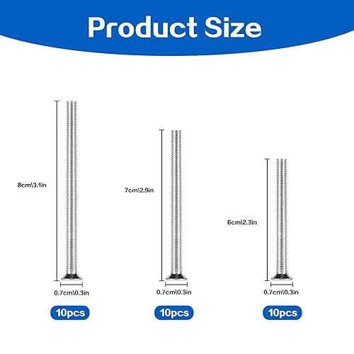 Confezione da 30 viti a testa svasata M5, viti a testa svasata, viti a testa piatta, viti a testa svasata, viti Phillips, viti completamente filettate per attrezzature meccaniche, DIN 965 - Honorern