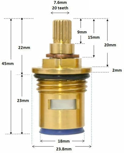 4 pezzi di ricambio in ceramica cartuccia miscelatore valvola ricambi inserto ghiandola rubinetto 20 denti - Honorern