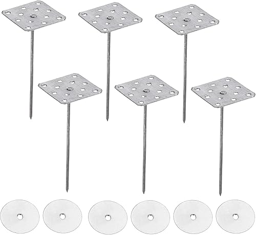 2,4 Pollici Perni Isolanti Perforati con Rondelle Rotondo, 40pz Tassello a Muro Chiodi Isolanti Alluminio per Fissare Pannelli Schiuma Parete o Soffitto - Honorern