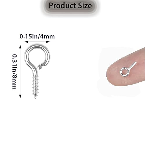 100 viti a occhiello, mini viti a occhiello in acciaio inox 304, piccoli ganci autofilettanti per fai da te, ciondoli in argilla in legno, bottiglie con tappo in sughero (8 x 4 mm) - Honorern