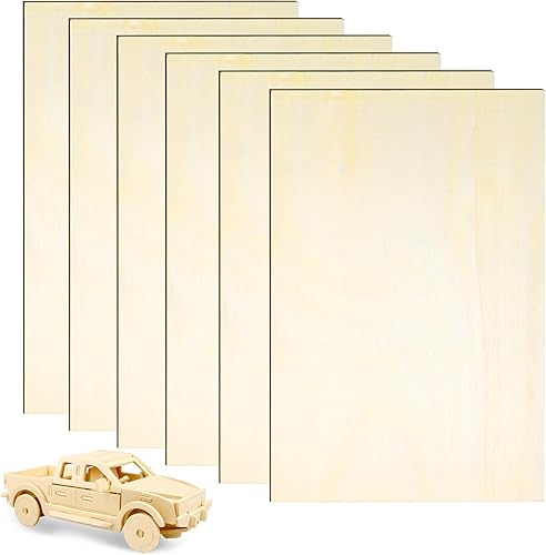 Compensato 2mm, 6 Pezzi Pannelli Compensato, 300 × 200 × 2mm Legno di Balsa, Fogli di Legno Sottili per Modellare, Artigianato Fai Da Te Artigianato, Pannelli Taglio Laser, Pirografia - Honorern