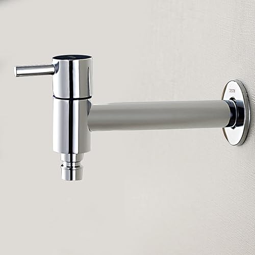 Rubinetto a parete acqua fredda bagno lavabo lavandino vasca da giardino, per rubinetti lavatrice rubinetti, finitura in cromo - Honorern