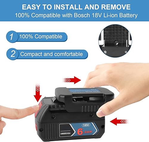 2 Pack adattatore per batteria, caricatore USB compatibile con la batteria Bosch Professional 18V Adattatore doppio caricatore USB per telefono con ricarica rapida Type-C (solo adattatore) - Honorern