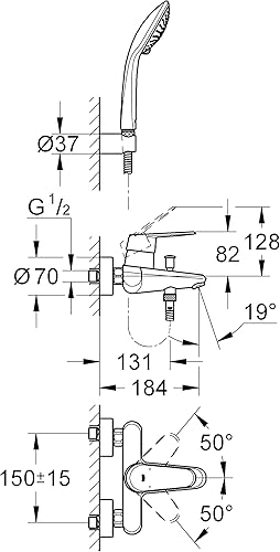 Grohe 33390002 Miscelatore Monocomando Vasca/Doccia, Senza Dotazione Doccia, Cromo - Honorern