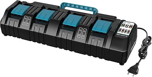 Caricatore a 4 porte DC18SF per Makita 14,4 V-18 V batterie al litio BL1850 BL1815N BL1830 BL1840 BL1850 BL1860 YEX-BUR 3A con 2 porte USB, sostituisce DC18RD DC18RE DC18RC - Honorern