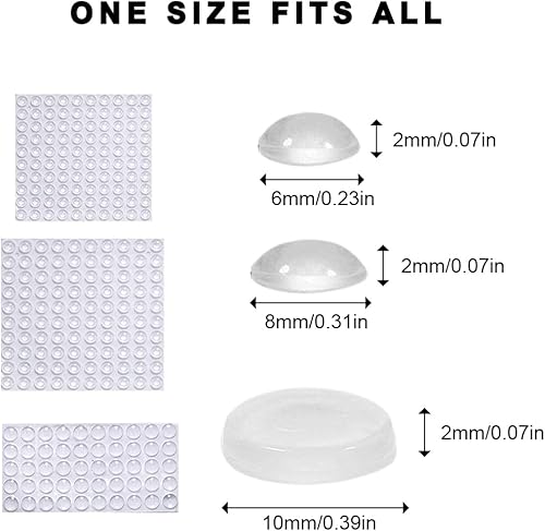 250 Pezzi Silicone Trasparenti Paracolpi Gommini Paracolpi Per Porte Mobili Laptop Cassetti Armadiett (3 Misure) - Honorern