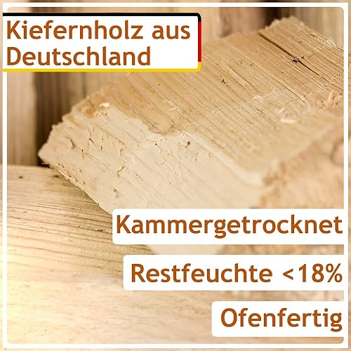 Legna da ardere di pino 30 kg Per Stufa e Camino Braciere Griglia Cestello per il Fuoco Ceppi 33 cm Flameup - Honorern