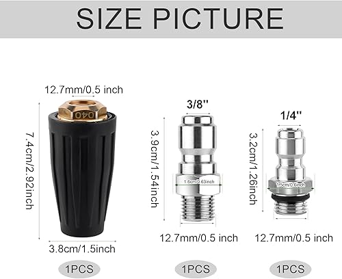 Ugello Turbo Idropulitrice con Connettori Rapidi in Acciaio Inossidabile da 1/4'' 3/8'' 4000PSI Max.5000PSI 4.0GPM Ugello Turbo Rotante per la Pulizia Mattoni Cemento Giardino - Honorern