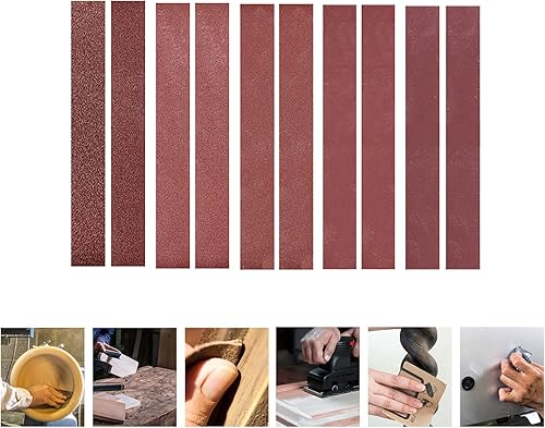 Hanzete - Nastri abrasivi 30 x 340 mm, 10 cinghie (grana 60/60/80/120/240/320/400/600/800/1000, una per ogni tipo), per uso domestico, mini levigatrice a nastro - Honorern