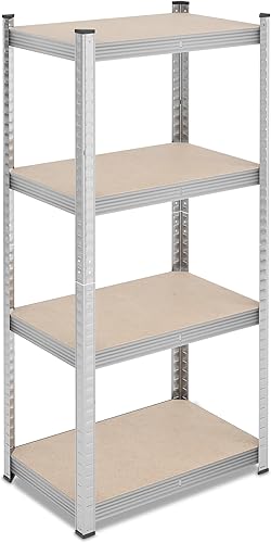Relaxdays Scaffale Alta Portata in Acciaio Zincato, HLP: 138x60x40 cm, Carico 200 kg, per Garage e Cantina, Argentato, Inox - Honorern