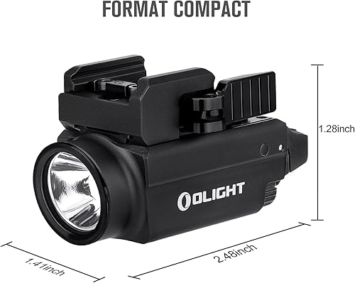OLIGHT Baldr S 800 Lumen Torcia con Puntatore Verde 2 Livelli Luminosità, Montaggio Picatinny/GL, per Attività All'aperto Caccia, Sicurezza e Lavoro notturno (Nero) - Honorern