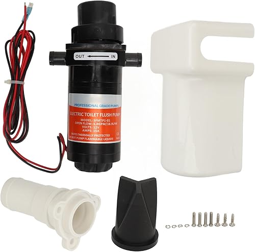 Pompa Elettrica per Acque Reflue per Yacht Pompa Efficiente per Liquami Sigillata per WC per Barca (12 V 15 A (flusso massimo: 5,5 GPM 18,9 LPM)) - Honorern
