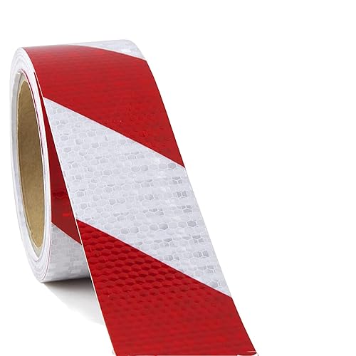 15 m × 5 cm Nastro Catarifrangente Adesivo, Nastro riflettente, Nastro Segnaletico Rosso Bianco, per la Sicurezza dei Segnali di Avvertimento - Honorern