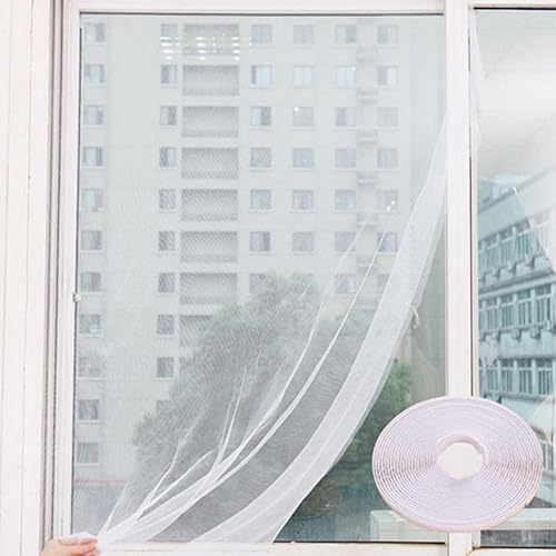 Zanzariera Finestra con Nastro Autoadesivo,Zanzariera per Finestra,Zanzariera Finestra Adesiva,Zanzariera Senza Forare,Prevenzione delle Zanzare e Degli Insetti,130 x 150 CM,Bianca - Honorern