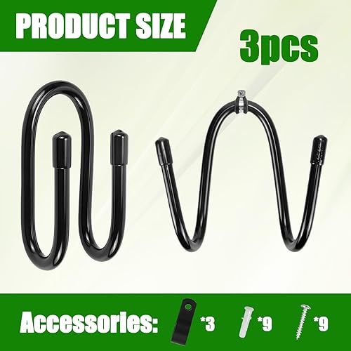 Porta Tubo da Giardino Ganci Muro - 3 Pezzi Robusto Gancio Regolabile Multiuso Porta Tubo Giardino da Parete Ganci da Guardaroba per Appendere Tubi Testine di Aspirapolvere Garage Giardino - Honorern