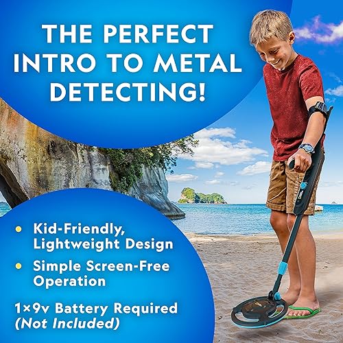NATIONAL GEOGRAPHIC Starter Metal Detector Kit per bambini - Metal Detector per bambini con bobina e cazzuola impermeabile da 18,8 cm, rilevatore di oro leggero, rilevatore di metalli da spiaggia, - Honorern