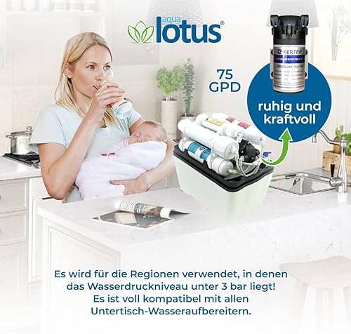 Booster pompa ad osmosi inversa impianto filtro acqua 75-200-400-600 GPD (75 gpd) - Honorern