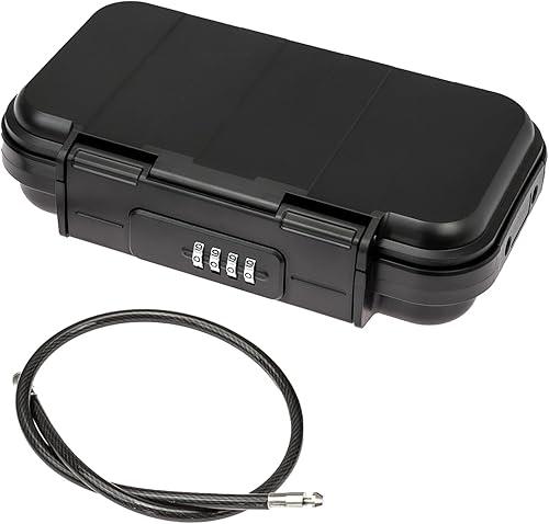 318-02 Cassaforte portatile con serratura a combinazione, mini cassaforte impermeabile con fune metallica | 23,5 x 14,5 x 5,8 cm - Honorern
