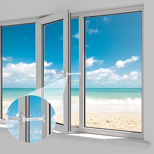 Limitatore di Finestre Regolatore per Finestra Bianco Serratura Finestra con 8 Viti per Regolare L'apertura della Finestra 2 Pezzi - Honorern