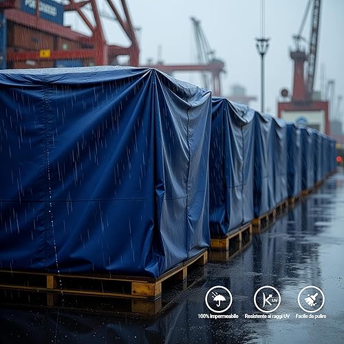 Wiltec Telone occhiellato blu 3 x 4 m resistente alle intemperie e a raggi UV, impermeabile, robusto telo di protezione in poliestere 240 g/m² con rivestimento in PVC - Honorern