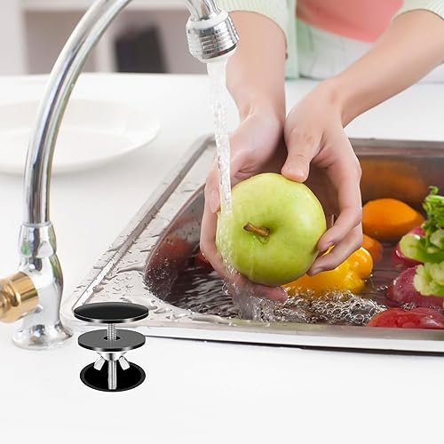 Acciaio Inossidabile Tappo Foro Rubinetto Lavello 2 Pezzi Copriforo Lavandino per Lavello da Cucina e da Bagno 5cm Coperchio Foro Del Rubinetto Prova di Perdite, Nero - Honorern