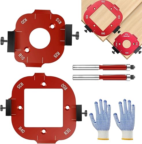 Router Corner Radius Template, Arc Angle Positioning Tool Set, Aluminum Alloy Routing Guide, Precision Cutting Template for Carpenter, Woodworking Projects, 5.12x5.12x1.97 inches - Honorern