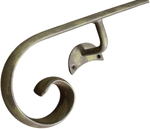 Corrimano in Ferro Battuto Modello Napoli | Lunghezze da 50 a 400 cm | per uso interno ed esterno | fai da te (Bronzo Anticato, 140 cm) - Honorern