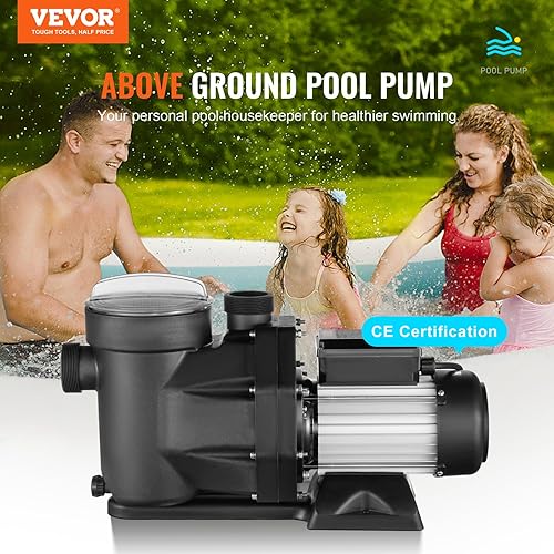 VEVOR per Piscina Fuori Terra, 220 V a 240 V a Doppia Velocità 1450/2860 giri/min 1800 W 33000 L/H max. Potente, Per Piscina a Risparmio Energetico per Piscina Fuori Terra - Honorern