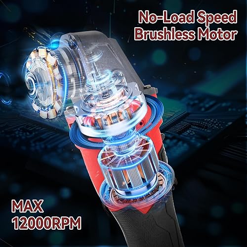 Smerigliatrice angolare senza fili per batteria Milwaukee da 18 V, 12000 RPM, smerigliatrice angolare senza spazzole da 125 mm, con fusto M14 fino a 5/8'-11 per separare levigatura, lucidatura, con 6 - Honorern