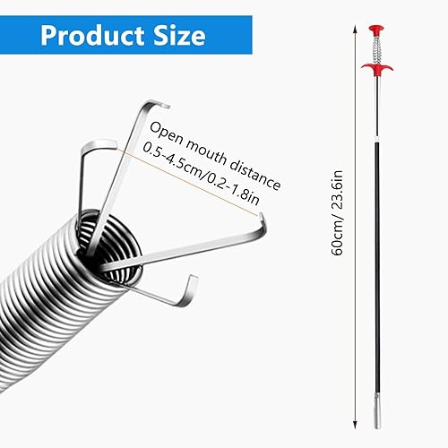 3 Pezzi Sbloccatore di Tubi,60cm Sonda Sturatubi Lavandino,Gancio Pulizia Lavello,Strumento di Rimozione dei peli Dello Scarico,Flessibili per la Pulizia dei Tubi,Quattro Artigli,per Stura Lavello - Honorern
