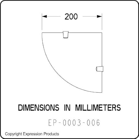 Set di mensole angolari in acrilico, 2 ripiani, 150 mm e 200 mm, campione di materiale incluso per spedizione, dischetto campione per il carrello in omaggio, colore effetto vetro - Honorern