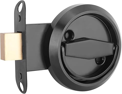 Serratura per Porta da Incasso Rotonda, Serratura per Porta in Acciaio Inossidabile 304 con Maniglia Anello di Trazione Maniglia per Porta Esterna con Serratura per Porta Armadio(Oro) - Honorern