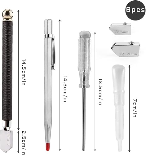 Taglierino per Vetro Professionale, XiXiRan Tagliavetro in Carburo, Tagliavetro Diamantata, Tagliavetro Carburo Tungsteno, Tagliavetro per Vetro Spesso, 2-20 mm, per Taglio di Vetro e Piastrelle - Honorern
