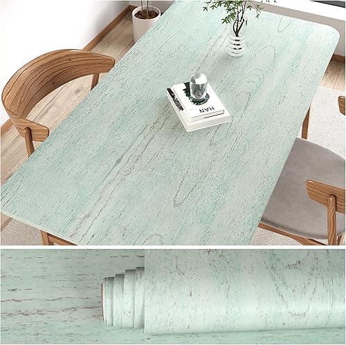 Pellicola Adesiva Legno Verde Vintage Carta da Parati Effetto Legno Verde Grigio Carta Adesiva per Mobili Camera da Letto Pellicola Autoadesiva per Cucina Bagno Impermeabile 40cm x 300cm - Honorern