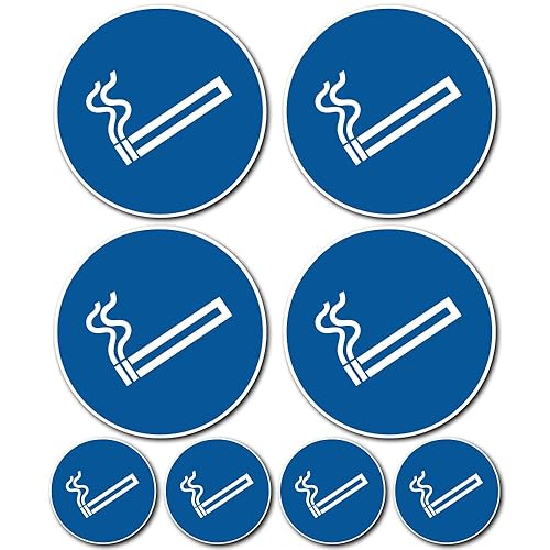 Adesivo di alta qualità: area fumatori – secondo DIN EN ISO 7010, ASR A1.3, 8 pezzi (4 x 10 cm e 4 x 5 cm) - Honorern