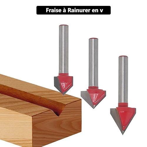 3 frese per scanalatura, dritte a V, 6 mm, carburo di tungsteno, frese per taglierina a legno, 3D a V, fresa per incidere CNC per la lavorazione del legno, 60 ° e 90 ° - Honorern
