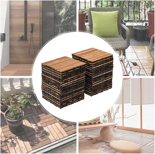 36 pezzi di piastrelle in legno, legno duro interlocking Deck piastrelle, 12 'x 12', resistente alla pioggia e al calore, adatto per terrazze, balconi, ponte - Honorern