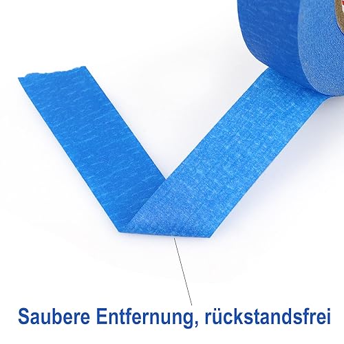 BOMEI PACK 3 rotoli di nastro di carta crespa blu, 24 mm x 50 m, per pittura, artigianato e fai da te, nastro professionale per pittura, resistente ai raggi UV, senza residui e facile da rimuovere - Honorern