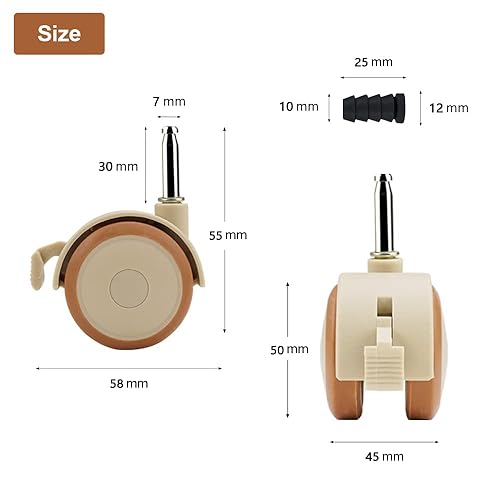 Rotelle per Mobili Ruote Piroettanti, Ruote Girevoli con Freno, Set di 4 Ruote girevoli in Gomma per Lettino per Bambini, Accessori per Ruote per Culla,Doppia Ruota silenziosa con ste, ruota in gomma - Honorern