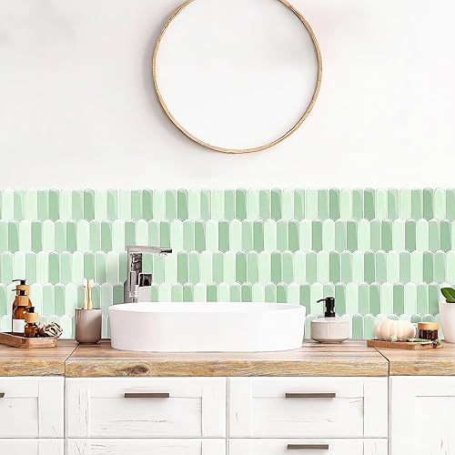 Set di 10 autoadesivi decorativi 3D per rivestimento di cucina e bagno, in PVC impermeabile, facili da installare e pulire, bianco - Honorern