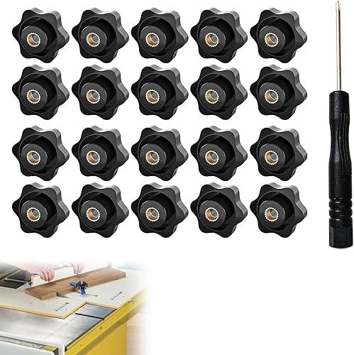 Manopole a Stella M5,Manopola di Serraggio con Filettatura Zigrinata,Impugnatura a Stella,Manopola Serraggio,Testa a Stella con Foro Passante Macchina Utensile,Stella Testa Serraggio Dadi,32mm,20pcs - Honorern