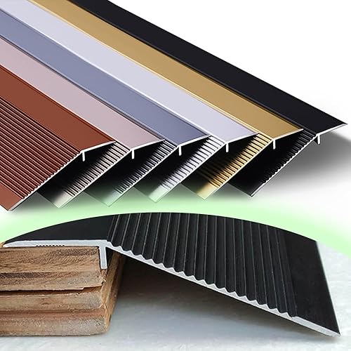 Rampa Di Soglia Per Porte Larghe 10cm, Striscia Di Transizione Per Pavimenti In Alluminio, Altezza Compresa Tra 1-4.5cm Riduttore Di Soglia Per Pavimenti In Laminato, Piastrelle E Vinile(Black - Honorern
