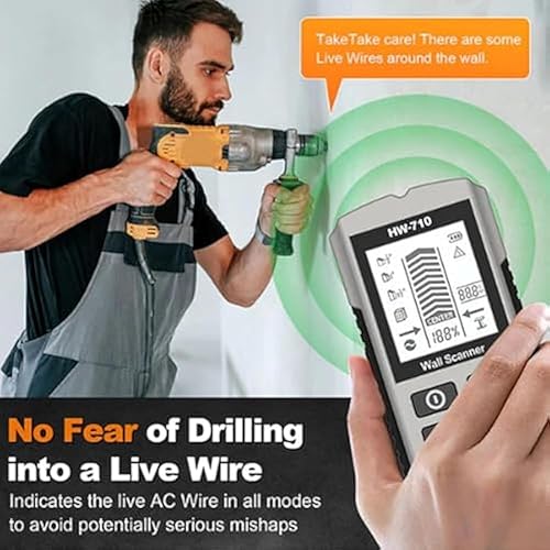 Multifunctional Handheld Metal & Wall Detector, Upgraded Portable Wire Pipe Power Scanner, 5 in 1 Wall Stud Finder Scanner for Detecting Metal, Wood and Ac Cables in The Wall (Red) - Honorern