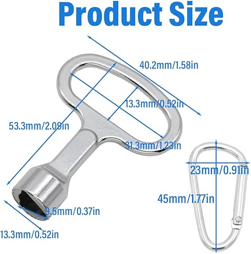 4 Pezzi Chiavi Triangolari Universali in Metallo Chiavi a Bussola Triangolare con Moschettone, Resistenti e Durevoli, per Cassette Elettriche, Gas, Acqua e Contatore di Corrente - Honorern